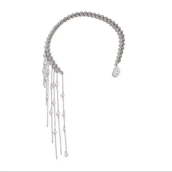 Elegant Silver and White Pearl Necklace - Picture 4 of 6